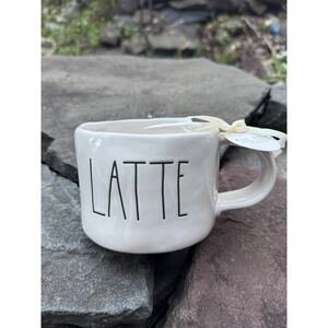Rae Dunn LATTE Mug Artisan Collection by Magenta White Skinny Script
